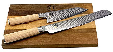 Palatina Werkstatt ® Kai Shun Classic White Bundle | DM-0777W, limitiertes Kochmesser | + DM-0705W Japanisches Brotmesser | + 30x18 cm Schneidebrett | VK: 434,- €