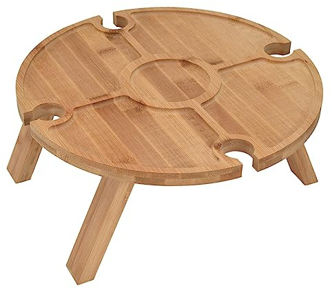 FTVOGUE Outdoor Picnic Table Wooden Folding Table with Wine Glass Holder for Family Hiking Camping Outdoor Dinner