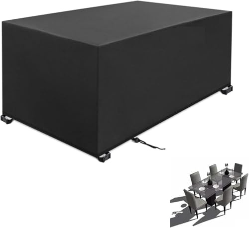 Sobeta Garden Furniture Covers 200x100x100cm black 420D Heavy Duty Oxford Windproof,Snow-proof,Anti-UV Upgraded Tear-Resistant with 4 Windproof Buckles Rectangular Waterproof Patio Table Cover
