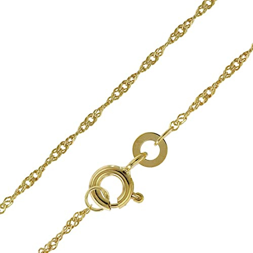 trendor Damen-Kette 333 Gold / 8 Karat Singapur-Collier 1,2 mm breit 41050 | eleganter Halsschmuck aus Echtgold für Damen, wunderschöne Geschenkidee,
