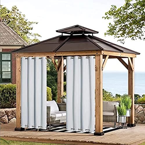BAYUE Outdoor Vorhang Wetterfest mit Ösen, Blickdicht Wasserdicht Outdoor Gardine 1 Stück für Garten Terrasse Pavillon Veranda Balkon, Weiß B213XH244cm