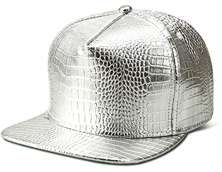 Punk Hip-Hop Baseball Cap Classic Flat Adjustable Snapback Hat Unisex for Outdoor Activities Silver