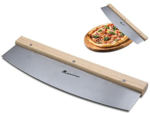 MasterPro Foodies | Großer Pizzaschneider | Edelstahlklinge | Abmessungen 35 x 10 x 2 cm | Professionelles Pizzamesser | Schneiden Sie Ihre Pizzen Präzise, Sicher und Einfach