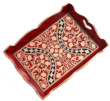 Charola de Servicio Bandeja de servir bandeja de madera bandeja rectangular mango en línea mesa de café sala de estar cocina sirviendo bandeja for todas las ocasiones Bandeja decorativa ( Size : B )