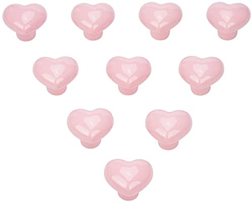 Boutons de Meuble en Céramique Cœur Rose - 10 Pièces pour Porte et Tiroir