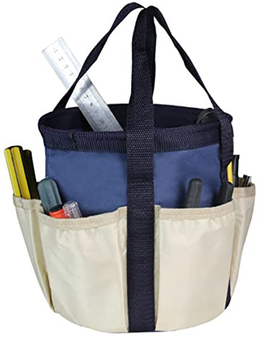 Porte-outils de jardin, sac à outils de jardin robuste sac fourre-tout organisateur d'outils de jardinage avec 6 poches pour femmes hommes bleu marine