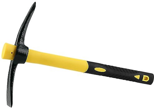 ZEONHEI Spitzhacke Groß Garten Pickaxe mit Stahl Geschmiedetem Kopf und Kunststoffbeschichteter Fiberglas-Griff (38cm), Kreuzhacke Robust Flachhacke Kombihacke Ideal für Gartenarbeit, Camping