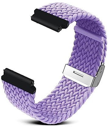 RoYiio klockarmband 20 mm / 22 mm, armband i nylon, vävt, bekvämt, modernt, andningsbart, ersättningsarmband för dam och herr (20 mm armband i nylon - lavendel)