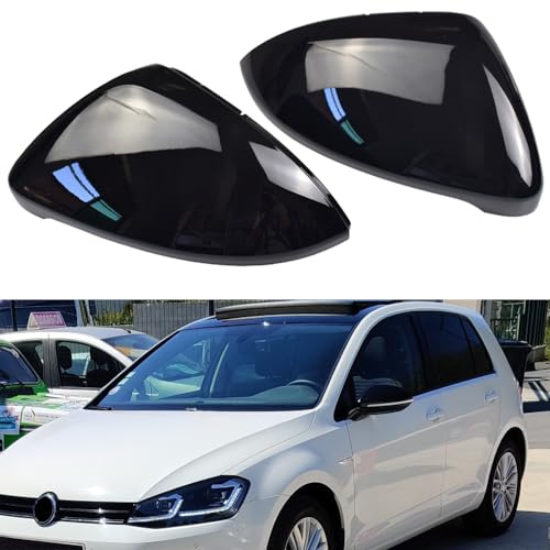 Kakulkomen 1 par svart backspegel skydd vänster höger sidospegel skydd lock för V-W Golf MK7 7.5 GTI 7 Golf 7 R (kolfiber) (svart)