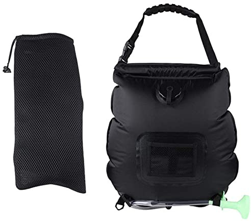 Wallfire 20L Solar beheizte Camping-Duschtasche, tragbare Dusche Solar-Duschtasche mit Thermometer-Streifen und Duschkopf für Wandern Camping