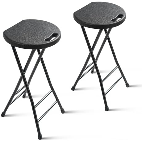 COOZMENT 24-Inch Folding Stool with Handle, Folding Bar Stool with Non-Slip Feet,Folding Chair,Indoor and Outdoor Foldable Stool for Adults,500 lbs Capacity,Kitchen,Game Room(13×11.5×24)