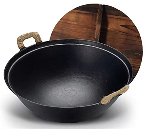 SUNMME Wok con Coperchio pentola in ghisa pentola per zuppa pentola Antiaderente casseruola fornello a Gas pentola da Cucina (D 40 cm)