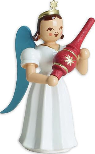 Blank Faltenlangrockengel mit Christbaumspitze, farbig - 6,6 cm