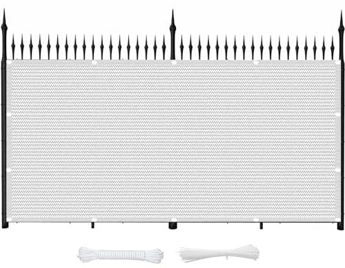 Balkon Sichtschutz Ohne Bohren 40 x 800 cm HDPE Gewebe, Uv-Schutz, Wetterfest Sichtschutz Balkonbespannung mit Kabelbinder für Gartenzaun Balkonzaun, Weiß
