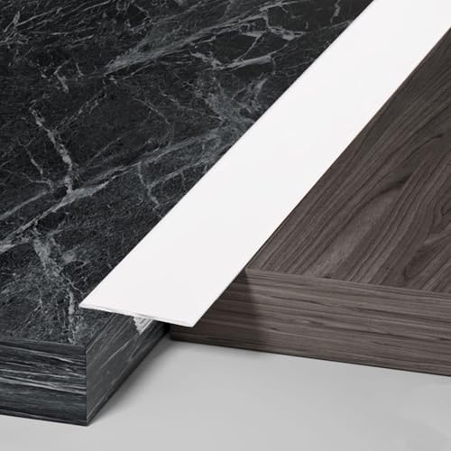 Perfil Transición Moldura en T de Aluminio Blanco para Transición de Piso, Tiras de Unión de Madera a Baldosa, Barra de Umbral de Puerta para Entradas, Borde de Moldura para Cubrir Huecos de Piso(100c
