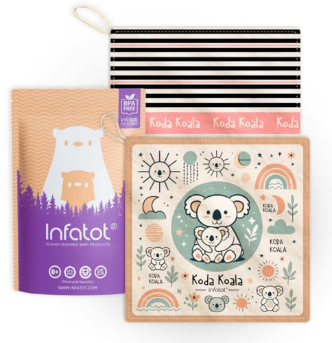 Infatot® Knisterblätter Baby-Beißspielzeug für Babys, 2er-Pack – BPA-frei, sicheres Kauspielzeug mit Knistergeräusch, sensorisches Spielzeug für 0–6 Monate für Neugeborene, Kleinkinder – Blassrosa