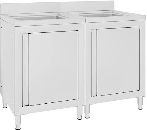 Cozynest mit Staufach Aufkantung Spülschrank Spülbecken Spültisch Gastrospüle Spüle Küche 60x60x96cm EdelstahlGastro-Spülenunterschränke 2 Stk. Edelstahl