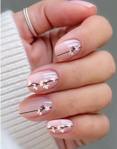 JMEOWIO Autocollants pour ongles en gel semi-durci, fleurs blanches, bandelettes UV/LED, accessoires de décoration