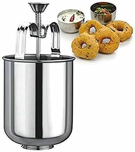 South Indian - Máquina para hacer donas de acero inoxidable Mendu Vada/Medu Vada Donut Maker Dispensador, herramienta de acero inoxidable para hacer pasteles de cocina para hornear, máquina crujiente