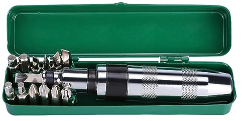 Kit de Destornillador Reversible de Impacto, 14 Piezas, 1/2 Pulgada con Caja de Metal, Herramienta Manual de Acero para Reparación