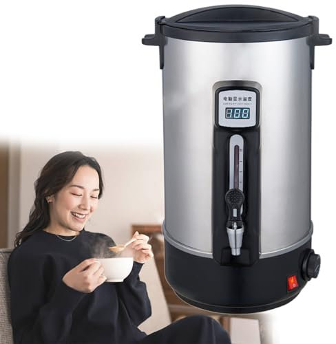 GESAIDES 200-Cup Commercial Coffee Urn, Stainless Steel Double-Wall Coffee Maker with Heating & Keep-Warm Function, for Events, Offices, Parties, and Catering,30L