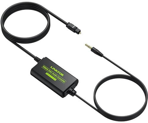 LiNKFOR Convertitore SPDIF a 3.5mm DAC 192kHz/24bit per TV con Cavo Audio da 3,5 mm Adattatore Ottico a Jack Audio 3.5mm Plug and Play Amplificato per Cuffie Wireless, Anziani e Altoparlanti