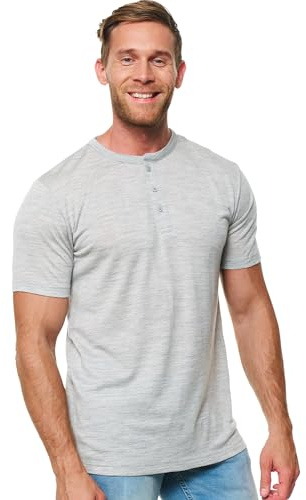 Merino.tech 100% Merino Wolle Tshirt Herren - Merino Shirt Herren Kurzarm | Schnelltrocknend, Atmungsaktive Merinowolle Funktionsshirt Herren, Rundhals, Henley, V-Ausschnitt, für Sports & Outdoor
