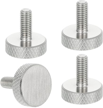 sourcing map M5x8mm Knurled Thumb Screws 304 Stainless Steel 16mm D 4 Pcs | Flat Head Thumb Screws,Metric Diamond Knurled Head Bolts Grip Knobs,Hand Tighten Thread Fasteners