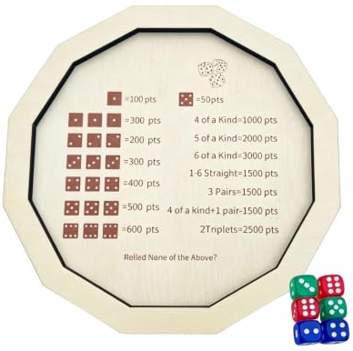 Holz Würfelablage,Familien Würfelbrett - Tragbares Holz Spielbrett für Gesellschaftsspiele Reise Erwachsene
