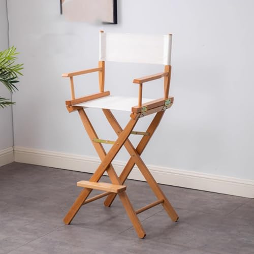 MACAGGTNTU Regiestuhl Klappbar Holz 45cm 75cm Klappstuhl Schminkstuhl Tragbarer Make-up-Artist-Stuhl Faltbarer Holzstuhl Für Balkon, Garten, Camping(Beige,75.5cm/29.7in)