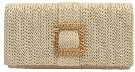 BUBEFSKD Bolso de hombro tejido a mano para mujer, bolso de playa, moderno, caja cruzada de paja, cordones de cadena, mensajeros, bolso de sobre, todo a juego, paja, playa, hombro, dorado
