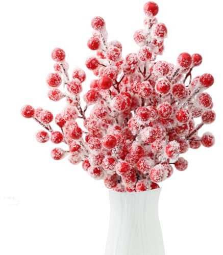 Magicherry 20 rami di bacche rosse artificiali, 240 bacche di agrifoglio finte, per casa, vacanze, matrimonio, fai da te, ghirlanda di albero di Natale, decorazione per vaso di fiori, rosso con