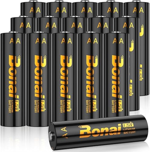 BONAI Pilas de Litio AA(No Recargables), Paquete de 16, 3500mah 1,5V, Batería de Litio AA de Larga Duración y A Prueba de Fugas para Juguetes, Cámaras Digitales, Deportes y Actividades al Aire Libre