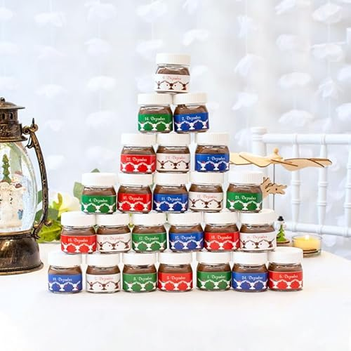 Adventskalender Nutella 2026, 24 Mini Nutella Gläser mit Weihnachtsaufklebern, Weihnachtskalender für Nutella Fans