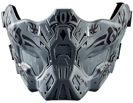 Lishuyeh Maschera semi-facciale creativa tattica protettiva per softair, paintball, anti-appannamento, per Halloween, cosplay, accessori per film, paintball CS gioco, caccia, attività all'aperto