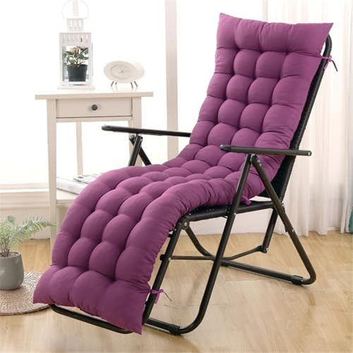 Cojín para tumbona de jardín, suave, antideslizante, colchón para tumbona 5 (morado, 48 x 170 x 8 cm) de grosor, cojín acolchado para silla de patio, balcón y banco.