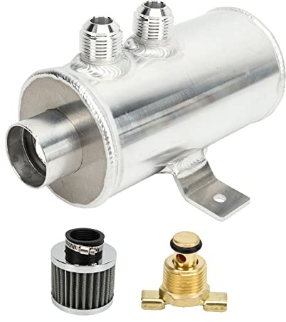 Oil Catch Can 750ml, Serbatoio Recupero Olio con Filtro Vapori, Universale per Auto - Alta Efficienza, Resistenti Perdite, Protezione Motore (Argento)