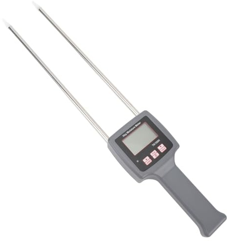 Pssopp Misuratore di umidità Portatile per Fieno, Materiale ABS con Ampio Display, Tester Accurato per Cereali Ed Foraggera, Ideale per Agricoltori e Allevatori