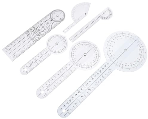 MAGICLULU Set 6 Pezzi Goniometri Rotativi e Righelli Angolari in Plastica 360° per Misurazione Ampiezza Movimento Articolazioni Corpo e Dita Uso Medico Fisioterapia
