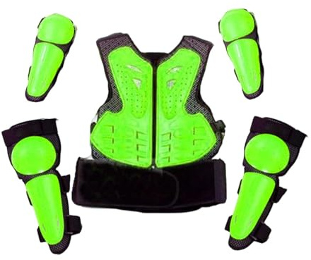 SunsoilGiant Kids Motocross Protectores Traje Completo Infantil para Deportes Extremos Protector de Pecho Y Espalda Rodilleras Coderas Resistentes a Impactos Diseñ, Verde