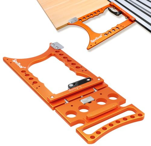SpeTool 90° vinkelstopp för styrskena, precisionsstopp av aluminium, styrskenans vinkel för dyksåg, kompatibel med DeWALT styrskenor