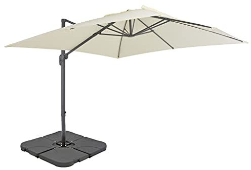 vidaXL Sonnenschirm mit Schirmständer Ständer UV-Schutz Gartenschirm Ampelschirm Terrassenschirm Marktschirm Strandschirm Schirm Alu 3x3x2,58m Sand