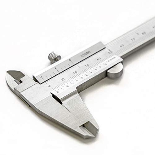 AlphaRox - analoger Messschieber mit Nonius 150 mm aus rostfreiem Edelstahl - hohe Messgenauigkeit (DIN862) - 0,05 mm Ablesung mit Tiefenmessung, Innenmessung, Außenmessung