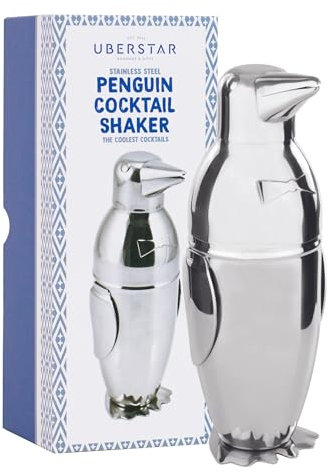 Penguin - Coctelera de acero inoxidable, 550 ml, colador integrado