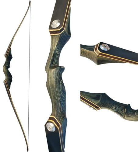 ZSHJGJR Takedown Arc Classique 60'' Arc Recourbé de Takedown tir à l'arc 30lbs 35lbs 40lbs Tir à l'arc Chasse en Bois Arc à Long Arche Adulte (Arc, 40lbs)