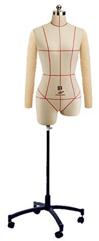 JLXJ Schneiderpuppe Weiblich Nähen Mannequin Torsoständer mit Arm, Schaumhalbkörper Kleiderform Schneiderpuppe, Einstellbare Höhe: 150-180cm, Damen Plus Size (Color : Wheel Base, Size : XXX-Large)