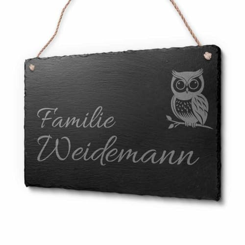 Schiefer Schilder mit Kordel & Deiner individuellen Gravur | Persönliches Geschenk oder individuelle Dekoidee | Mit Motiven zB Blumen Rosen Leuchtturm Herzen Vögel