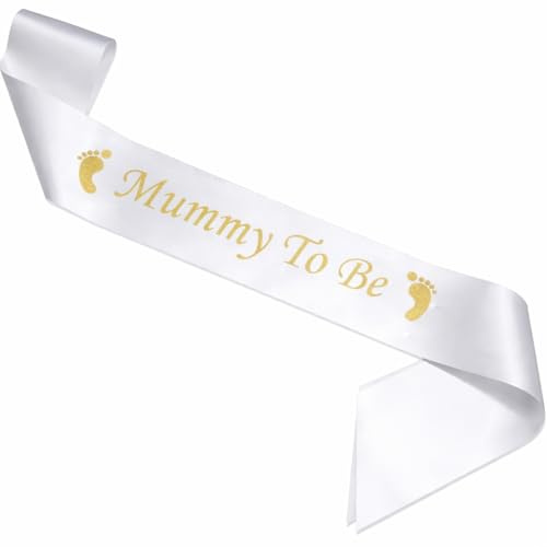 Happium Écharpe en Satin Mummy to Be pour fête prénatale - Fournitures de fête pour Maman (Blanc)