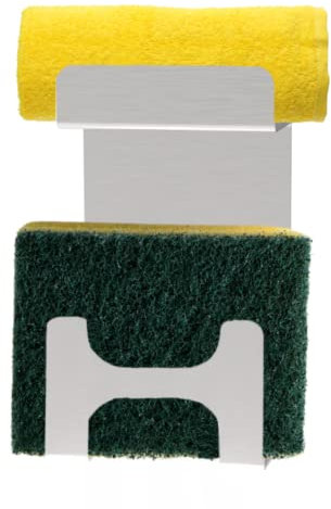 INOGS Schwammhalter Küche (Edelstahl) - Halter für Schwamm und Spültuch in Spülbecken - Ablage für Spülschwamm und Spüllappen in Waschbecken - Spültuchhalter - Spüllappenhalter (mit Markenklebepad)