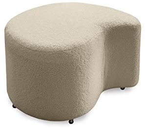 MIUFORM Pouf Hocker Rollen ǀ MIUF XL Sitzhocker ǀ Fußbank Räder ǀ Wohnzimmer Schlafzimmer Vorzimmer Ankleidezimmer ǀ 82 x 66 x 45cm ǀ Bouclé-Stoff (Creme)